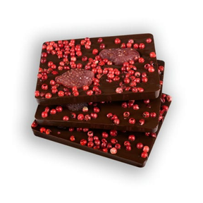 Handgemachte Bitterschokolade mit Erdbeeren & rotem Pfeffer 90g