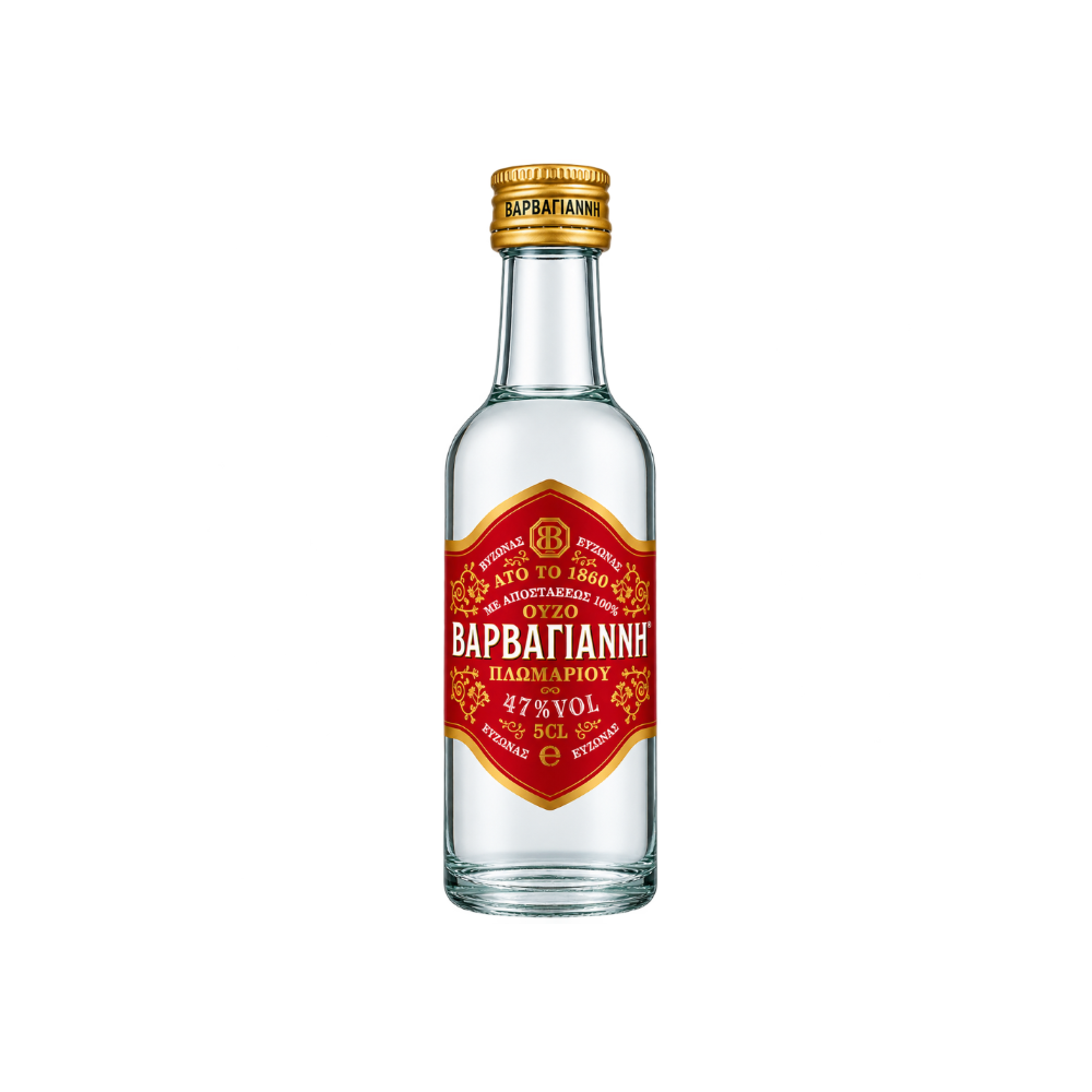 Ouzo Plomariou Evzon (rot) 47% "Varvayannis" 50ml