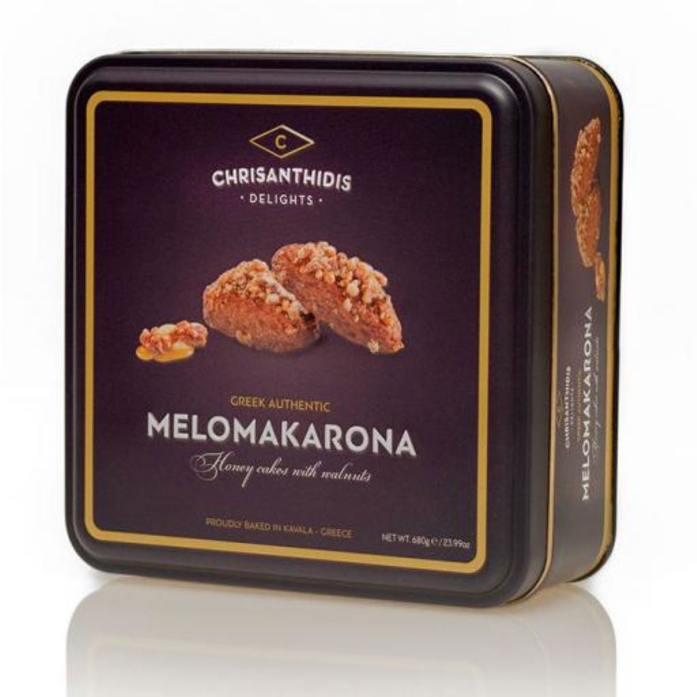 Melomakarona mit Honig und Walnüssen in Metallbox "Chrisanthidis" 680g