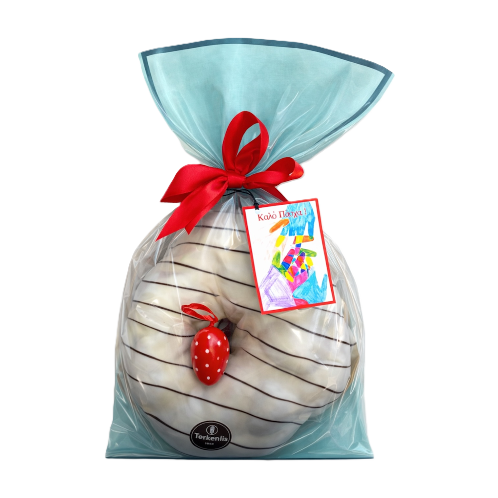 Osterkranz Tsoureki mit weißer Glasur (Kouloura) "Terkenlis" 900g