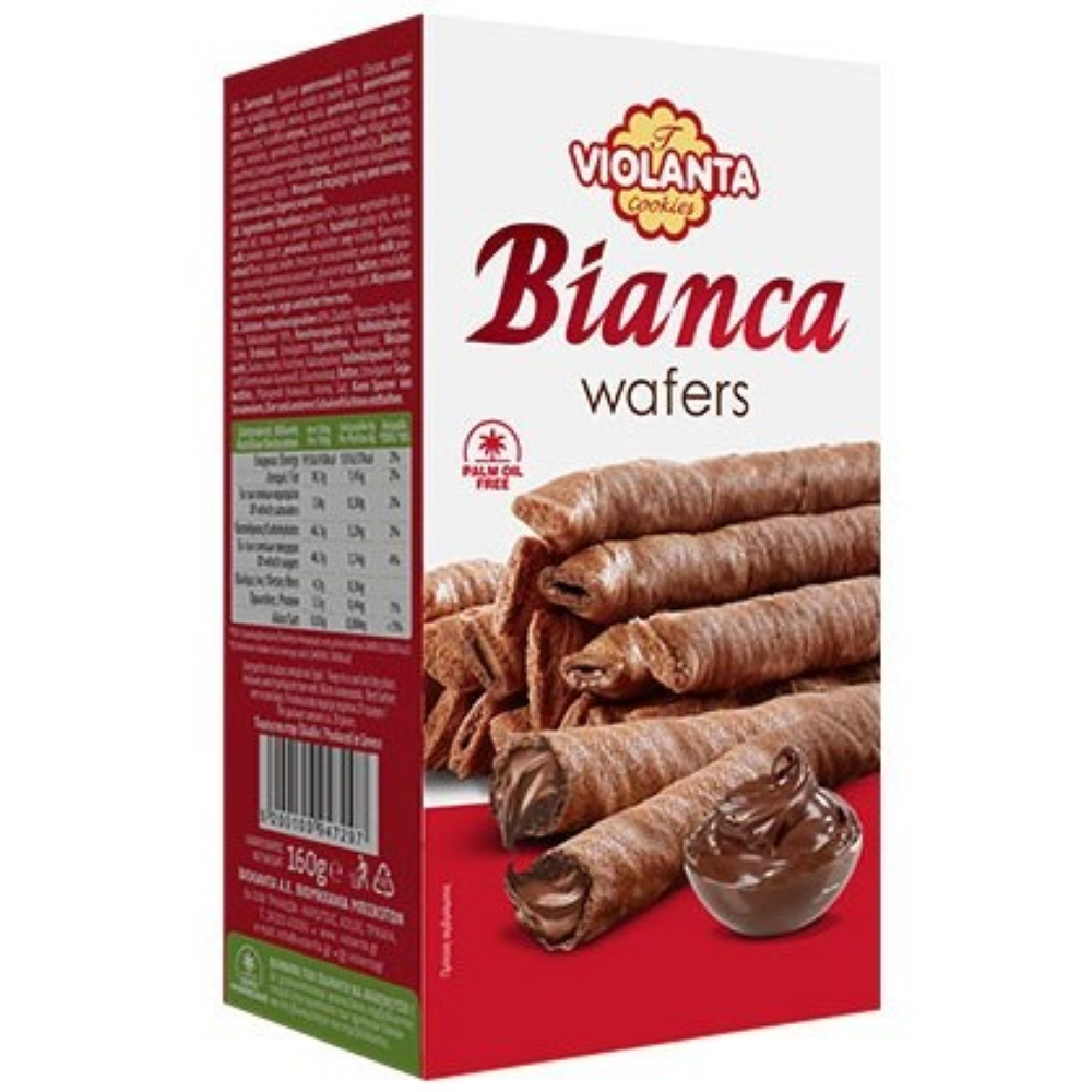 Waffelröllchen Bianca mit Haselnusscreme "VIOLANTA" 160g