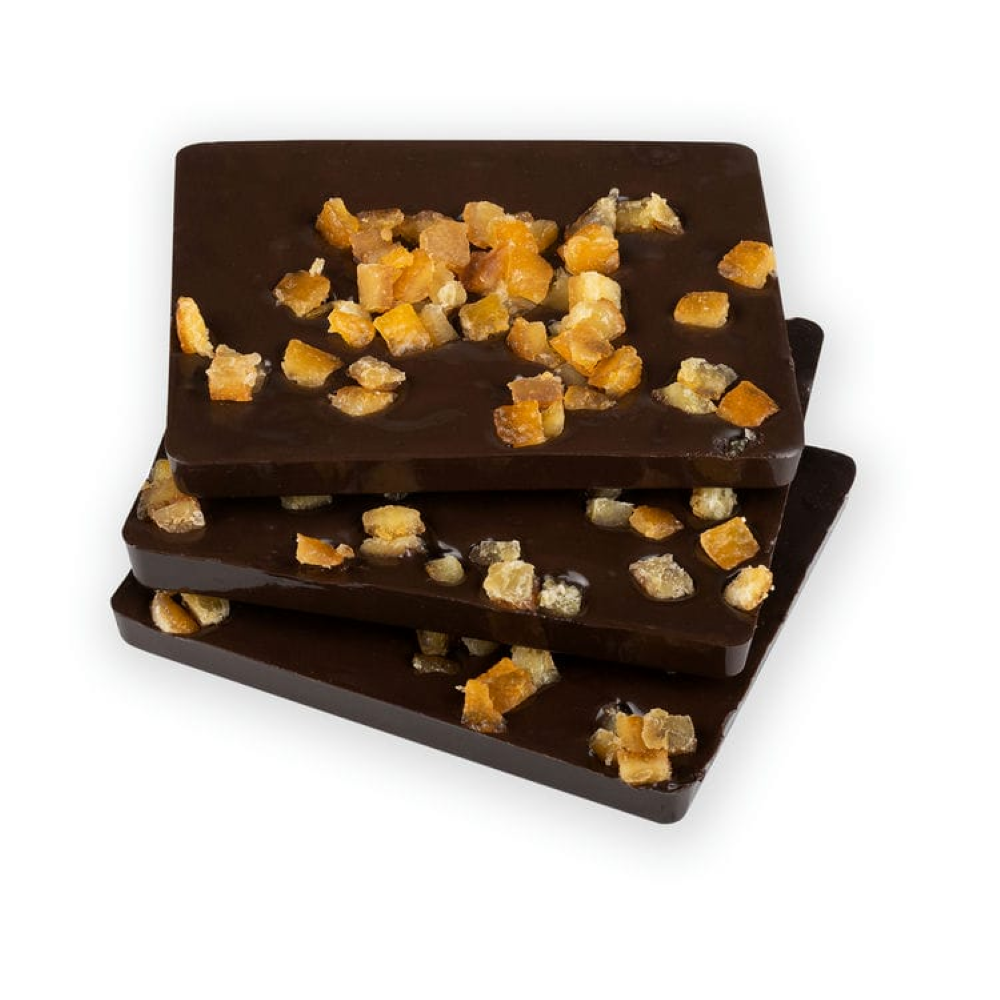 Handgemachte Bitterschokolade mit Orange 90g