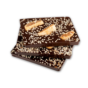 Handgemachte Bitterschokolade mit Feigen, Sesam & Zimt 90g