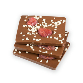 Handgemachte Milchschokolade mit Erdbeeren 90g