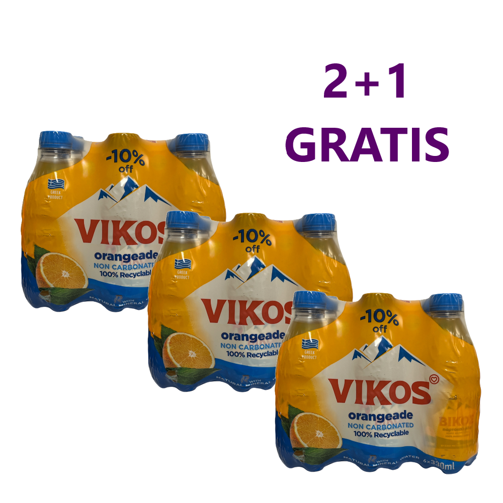 Orangenlimonade ohne Kohlensäure "VIKOS" 2+1 GRATIS